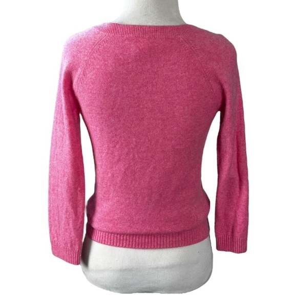 J. Crew 100% Cashmere Pink V Neck Sweater Elbow Sleeves Size XS Spring Summer - Picture 4 of 6